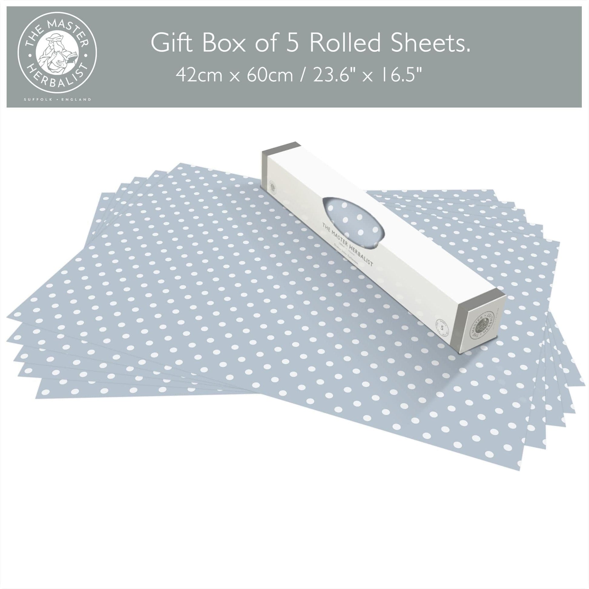 THE MASTER HERBALIST Wipe Clean Drawer Liners Wipe Clean & Unscented Drawer Liners in a COOK'S BLUE POLKA DOT Design