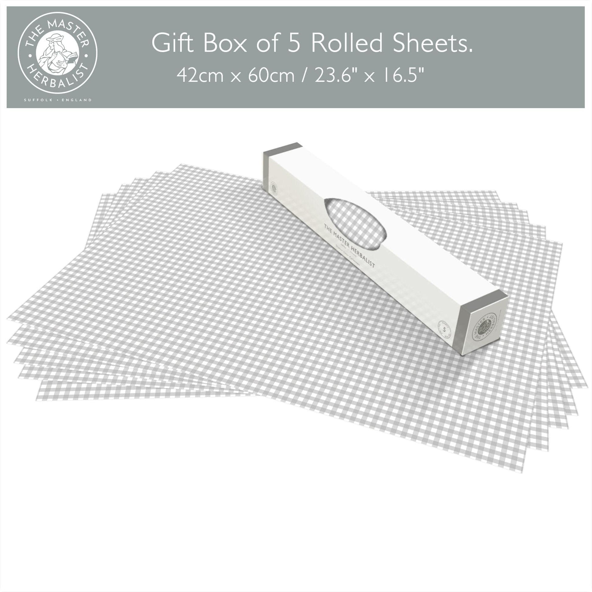 THE MASTER HERBALIST Wipe Clean Drawer Liners Wipe Clean & Unscented Drawer Liners in a SOFT GREY GINGHAM Design
