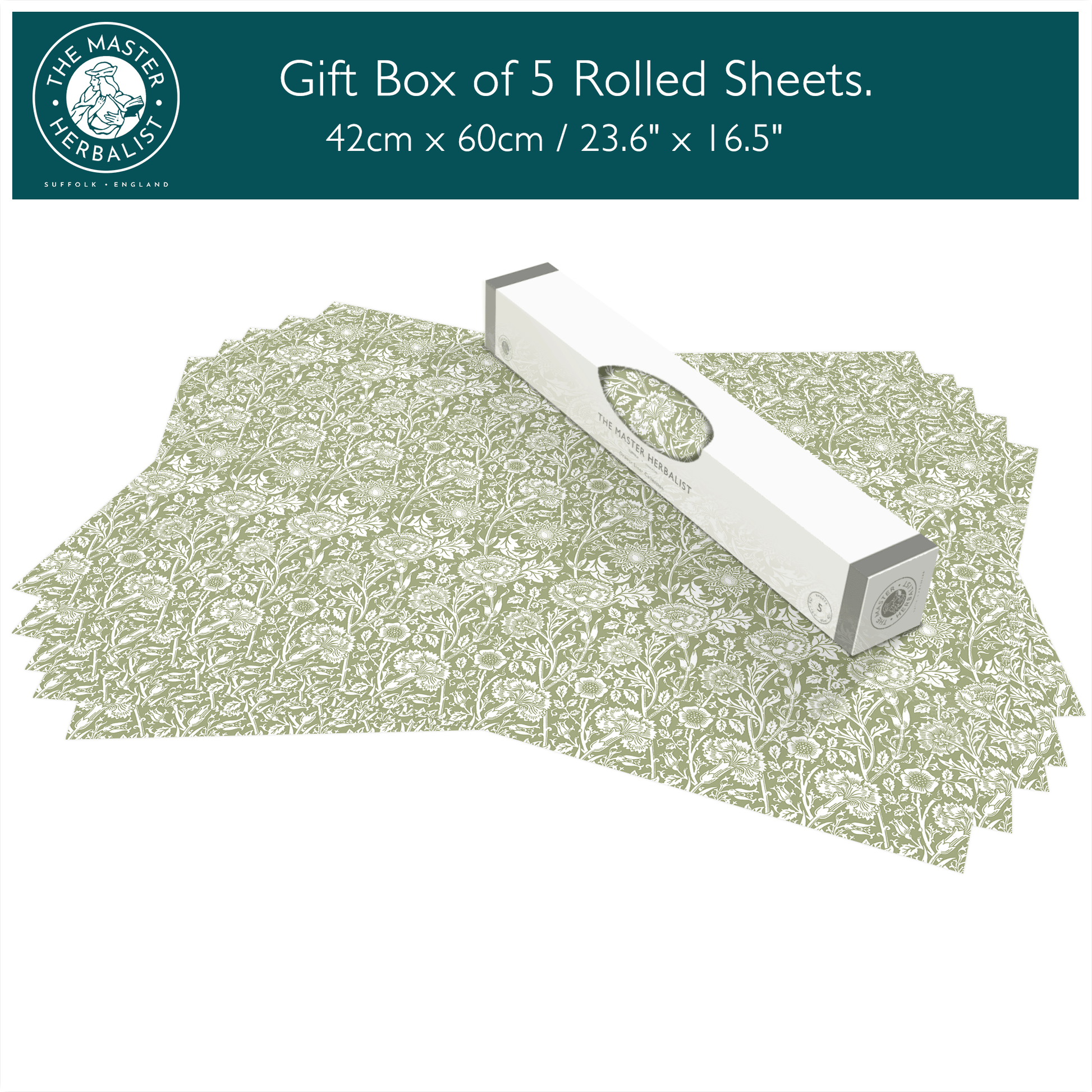 THE MASTER HERBALIST Wipe Clean Drawer Liners William Morris Wipe Clean & Unscented Drawer Liners in SAGE GREEN