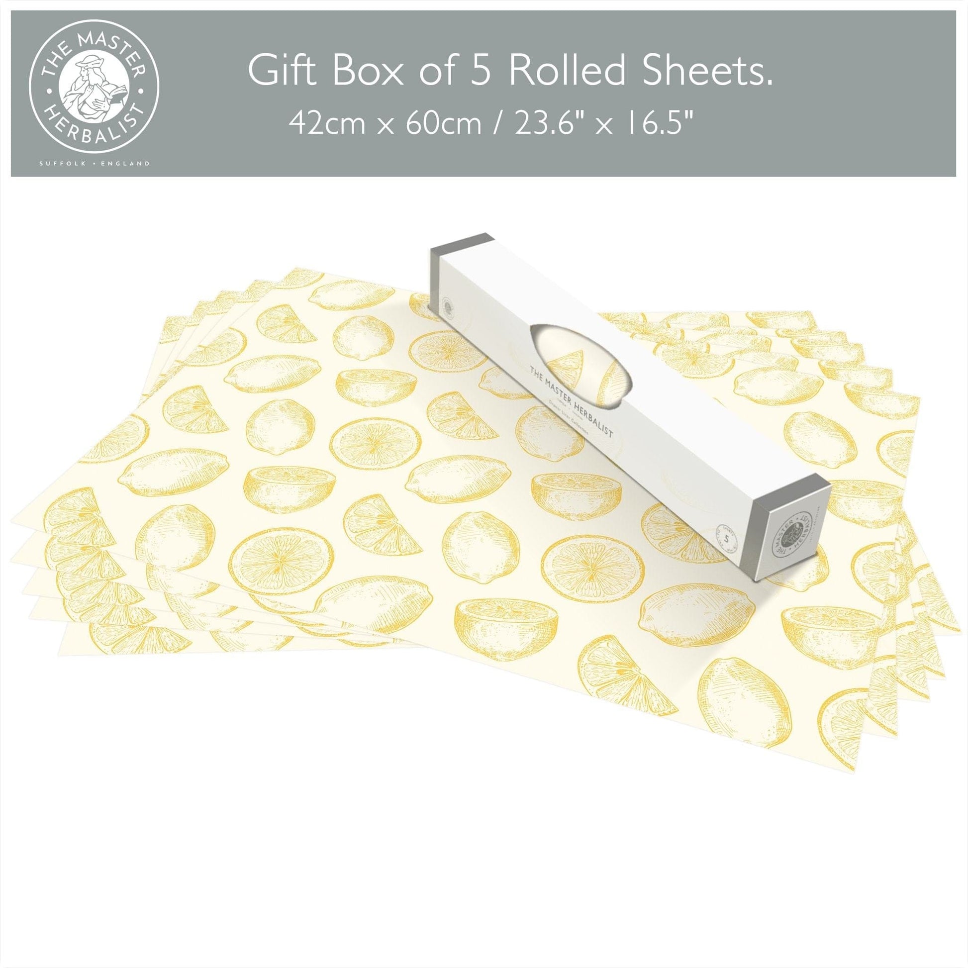 THE MASTER HERBALIST Wipe Clean Drawer Liners Wipe Clean & Unscented Drawer Liners with a YELLOW LEMONS Design